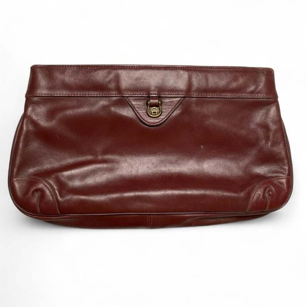 Vintage Etienne Aigner Burgundy Oxblood Leather Clutch Purse